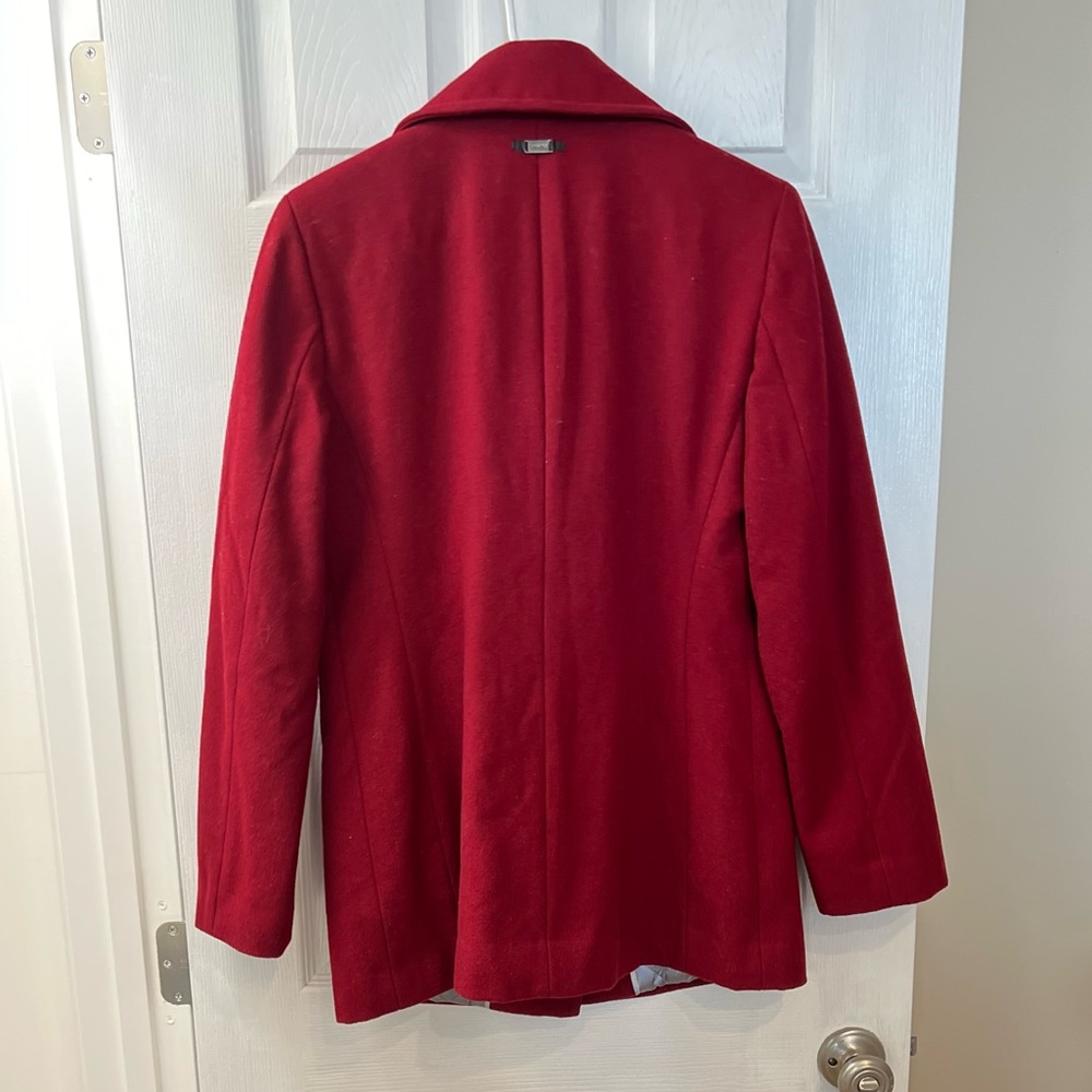 Calvin Klein Red Coat size Small. Asymmetrical zip up coat/lined warm jacket - Picture 9 of 16